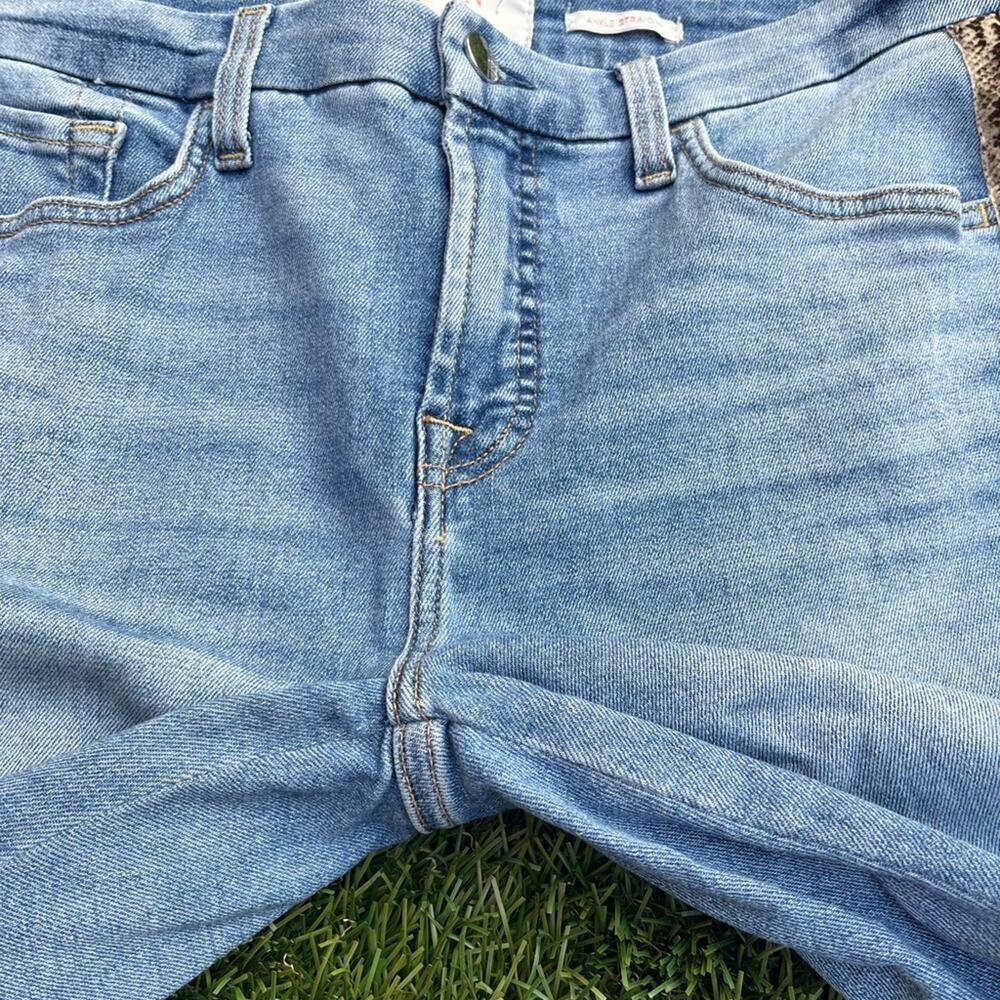 Jen7 for 7 For All Mankind Crest Ankle Straight Snakeskin Stripe Denim Jeans 8 - Picture 6 of 10